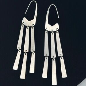 Kendra Scott Silver Tone Mallie Link Drop Statement Earrings 3.5”